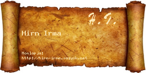 Hirn Irma névjegykártya